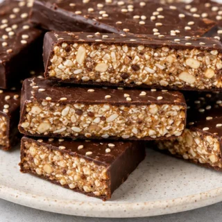 Ultimate Chocolate Dipped Coconut Cashew Bars - Discover the ultimate recipe for Crunchy Cashew Bars! Packed with nuts, seeds, and coconut, dipped in dark choco