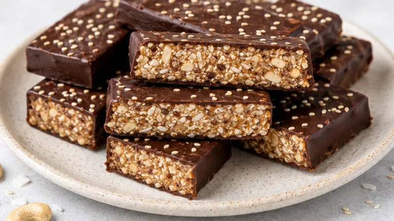Ultimate Chocolate Dipped Coconut Cashew Bars