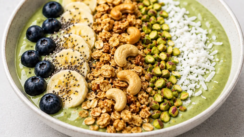 Matcha Yogurt Bowl: Healthy Cashew & Granola Delight - cashew yogurt - Cashew yogurt bowl: Make this creamy, homemade cashew yogurt topped with vibrant matcha g