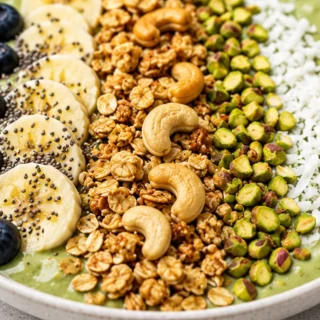 Matcha Yogurt Bowl: Healthy Cashew & Granola Delight - cashew yogurt - Cashew yogurt bowl: Make this creamy, homemade cashew yogurt topped with vibrant matcha g
