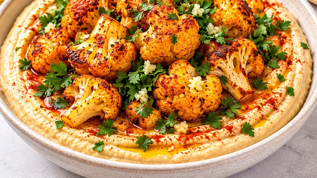 Crispy Cauliflower Hummus Dream - Cauliflower hummus: Try this ultimate crispy roasted cauliflower hummus recipe! Easy to make, incredibly delicious, and perfec