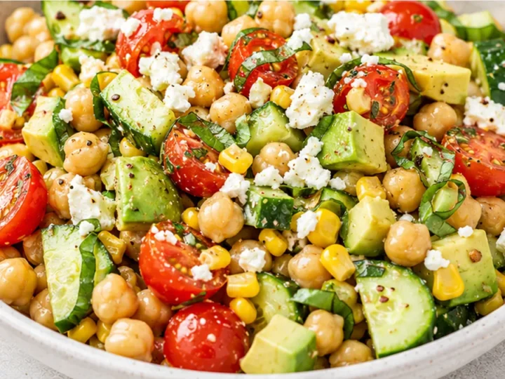 Corn, Tomato & Avocado Chickpea Salad