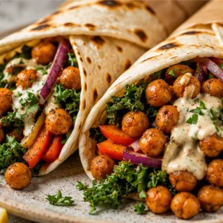 CRISPY Tandoori Chickpea Wraps - Your New Fave! Discover the best chickpea wraps recipe! Easy, delicious, and ready in 30 minutes. Packed with tandoori spice an