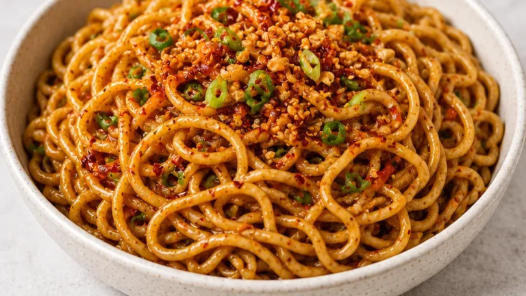 Crispy Garlic Chili Oil Noodles! So Easy!