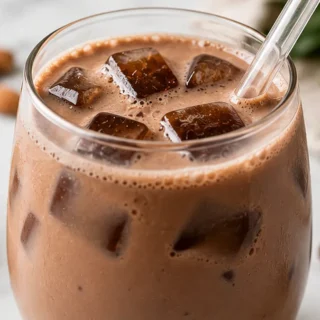 Chocolate Almond Milk with Coffee Ice Cubes