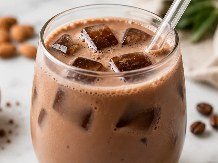 Chocolate Almond Milk with Coffee Ice Cubes