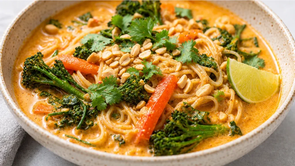 Craveable 30-Min Coconut Curry Noodle Soup! - curry noodles - Discover this ultimate 30-minute curry noodle soup recipe! Creamy, flavorful, and topped with cris