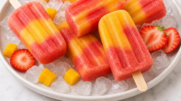 3-Ingredient Strawberry Mango Popsicles