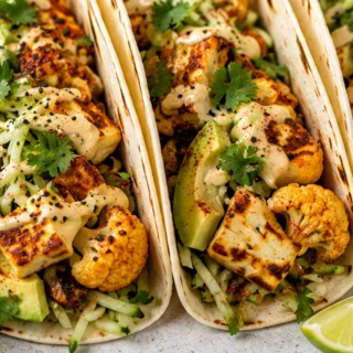 Mind-Blowing Cauliflower Halloumi Tacos - Halloumi tacos: Master these ultimate roasted cauliflower tacos with spicy avocado basil guacamole in under 45 minutes