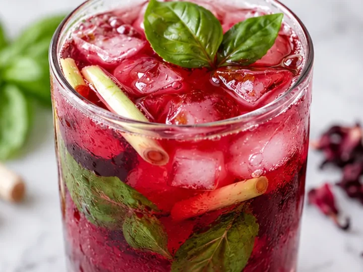 Hibiscus Lemongrass Basil Honey Iced Tea