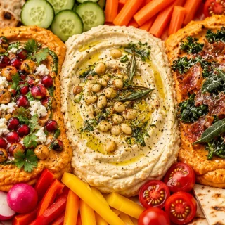 Ultimate Holiday Hummus Board: A Flavor Fiesta! Holiday Hummus Board: Make this ultimate festive appetizer in under an hour. Loaded with amazing flavors and tex