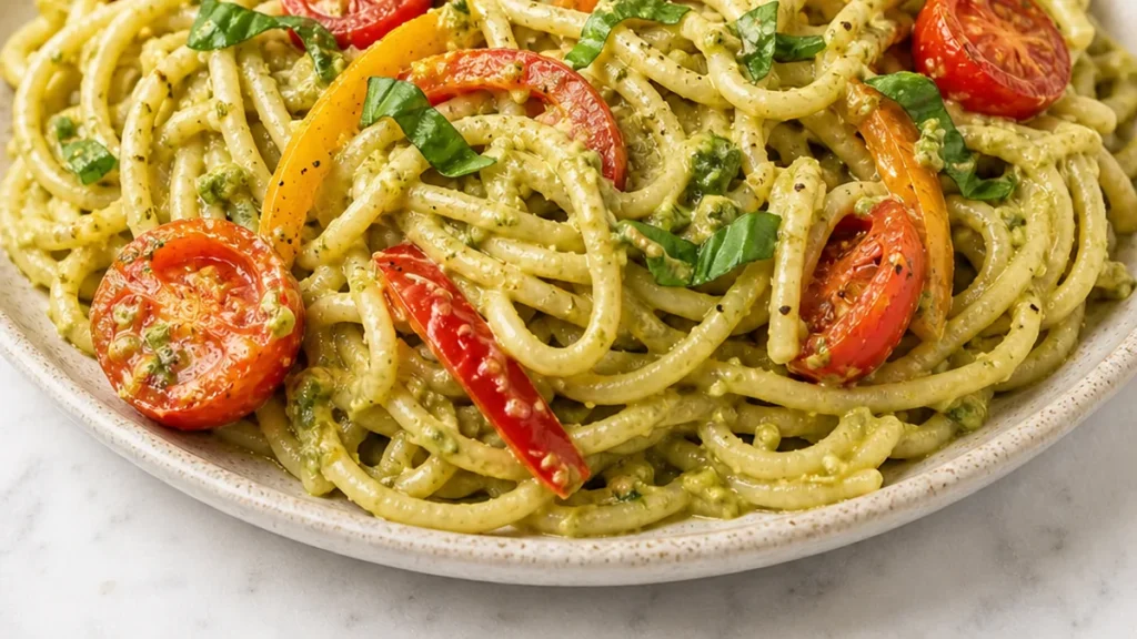 20-Min Mediterranean Hummus Noodles - Discover delicious Hummus Noodles! This 20-minute recipe is packed with Mediterranean flavors, creamy sauce, and blistered
