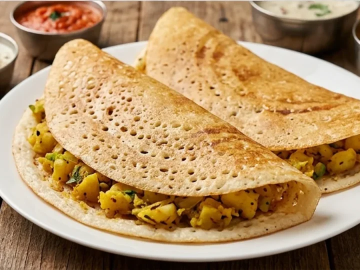 Delicious Indian Crepes with Zesty Veggie Masala