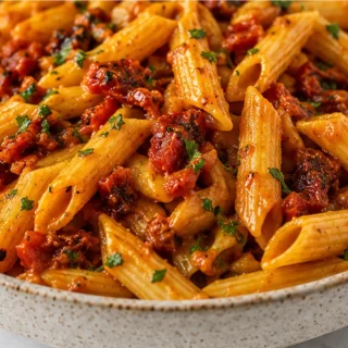 Golden Sun-Dried Tomato Red Lentil Pasta - Discover this quick and delicious Lentil Pasta recipe. Featuring golden sun-dried tomatoes and warming turmeric, it's