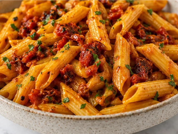 Golden Sun-Dried Tomato Red Lentil Pasta