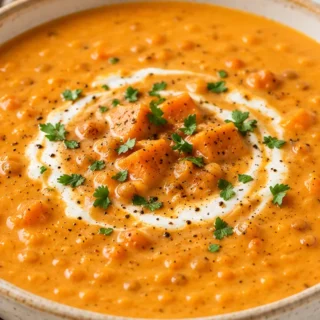 Creamy Sweet Potato Lentil Soup