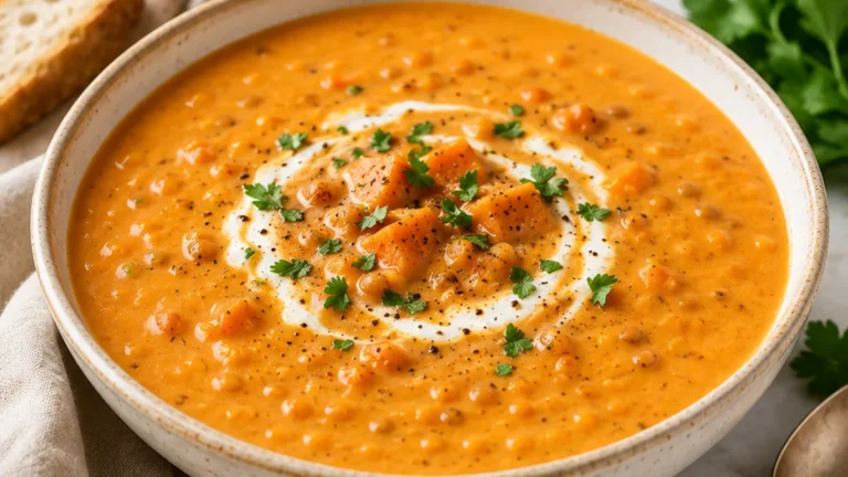 Creamy Sweet Potato Lentil Soup