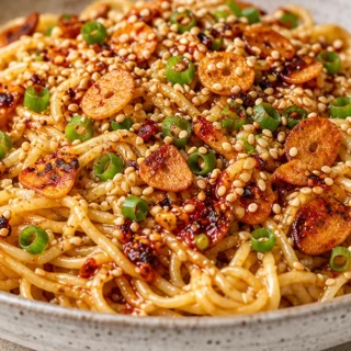 Craveable Miso Noodles: Garlic Chip Magic!