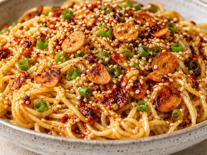 Craveable Miso Noodles: Garlic Chip Magic!