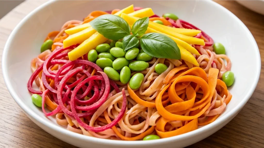 Craveable Rainbow Pad Thai Noodles! Pad Thai Rainbow Veggie Noodles: Make this easy, vibrant noodle dish in under 30 minutes. Packed with fresh veggies and flav