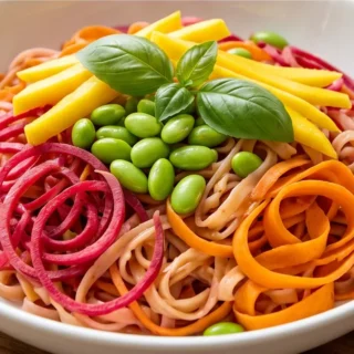 Craveable Rainbow Pad Thai Noodles! Pad Thai Rainbow Veggie Noodles: Make this easy, vibrant noodle dish in under 30 minutes. Packed with fresh veggies and flav