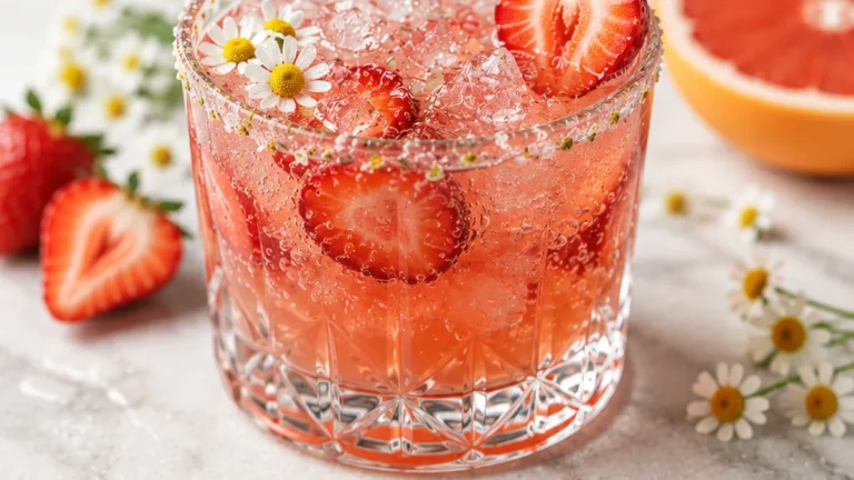 Strawberry Chamomile Paloma Cocktail