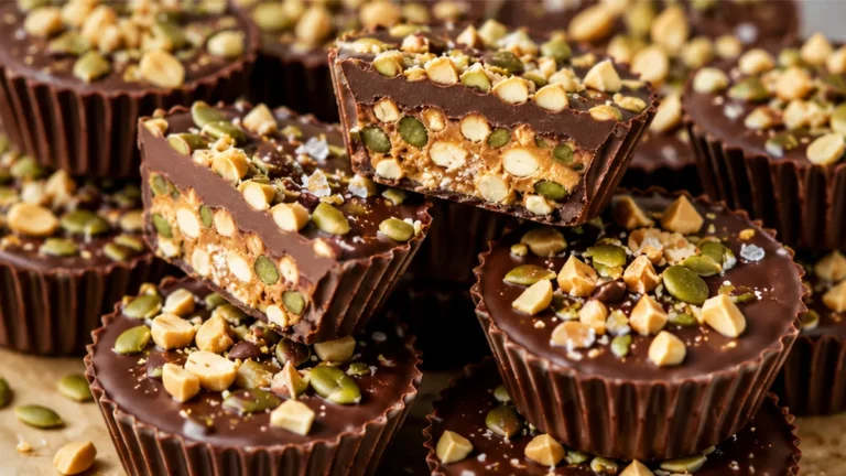 Fall Peanut Butter Cups with Pumpkin Seed Crunch