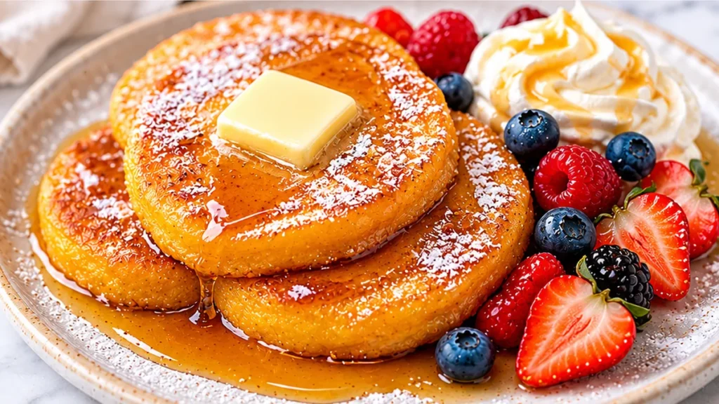 Golden Polenta Pancakes: Melted Butter Dream! Polenta pancakes: Make these crispy, buttery delights in under 20 minutes. Served with fresh berries and melting b