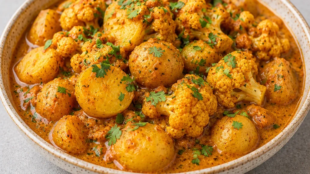 Slow Cooker Potato & Cauliflower Curry - potato cauliflower - Potato cauliflower curry: Make this incredibly flavorful slow cooker dish in under 4 hours. Tender