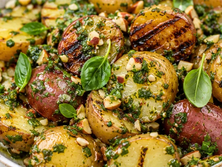 Smoky Grilled Potato Salad with Almond Chimichurri