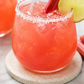 Rhubarb Passion Margarita - Tastes Like Summer! - rhubarb margarita - Rhubarb margarita: Make this vibrant and refreshing passion fruit cocktail in under 25 min