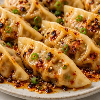 Sesame Ginger Chicken Dumplings with Chili Oil ️ - Sesame ginger dumplings: Make these incredibly flavorful dumplings in under 45 minutes. Spicy, savory, and ut