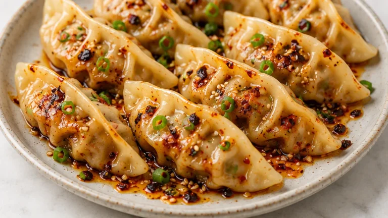 Sesame Ginger Chicken Dumplings with Chili Oil ️