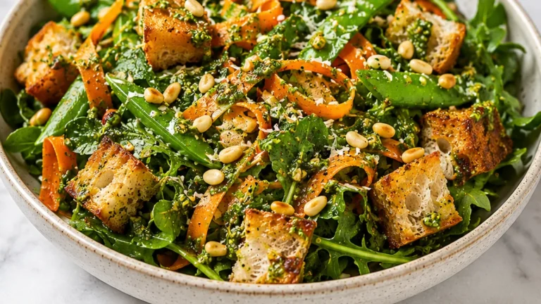 Vibrant Spring Salad with Zesty Carrot Top Pesto