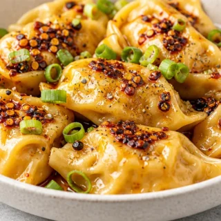 Butternut Squash Dumplings with Chili Crisp - Discover these incredible Chili Crisp Butternut Squash Dumplings! A perfect blend of sweet, spicy, and savory, ser