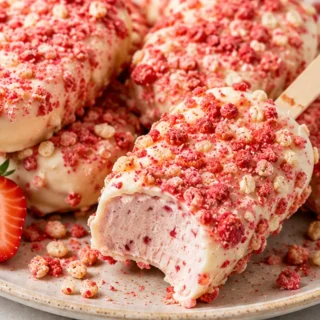 Melty Strawberry Shortcake Ice Cream Bars - strawberry bars - Strawberry bars: Make these incredible homemade ice cream bars in under 30 minutes. Creamy, crunch