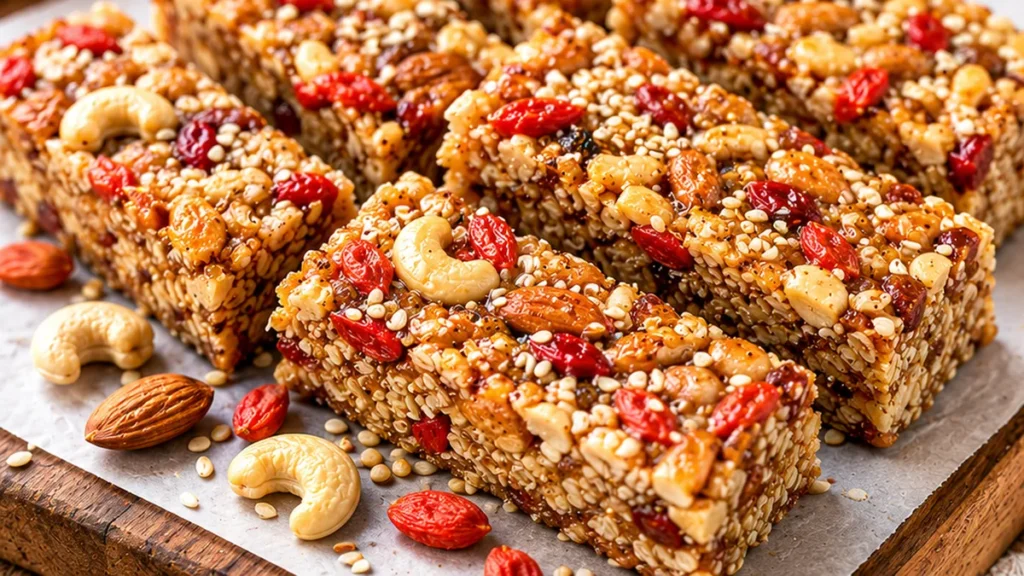 Taste the Energy! Superfood Cashew Bars - superfood bars - Superfood bars: Make these no-bake, energy-packed cashew and goji berry bars in under an hour. A perf