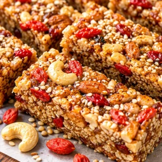 Taste the Energy! Superfood Cashew Bars - superfood bars - Superfood bars: Make these no-bake, energy-packed cashew and goji berry bars in under an hour. A perf