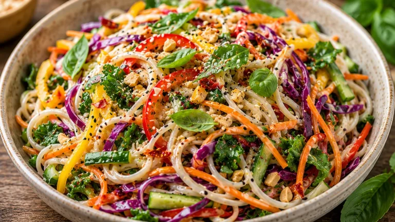 Rainbow Thai Basil Noodle Salad