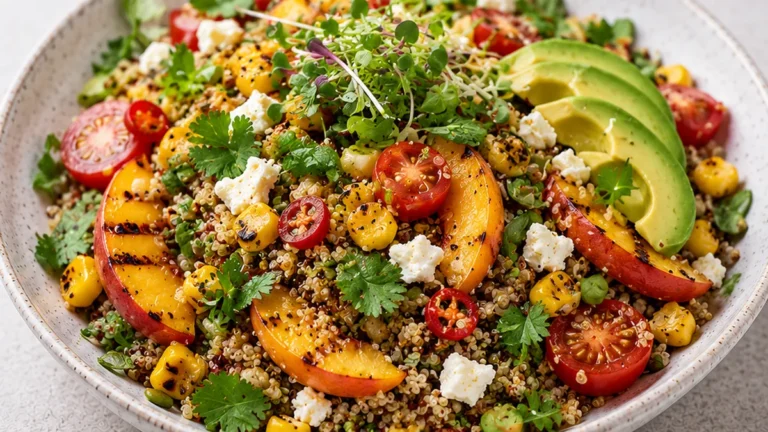 Thai Grilled Corn & Peach Quinoa Salad: Your Tastebuds Will Sing!