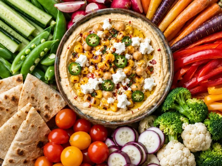 Vibrant Veggie Board with Hummus & Goat Cheese