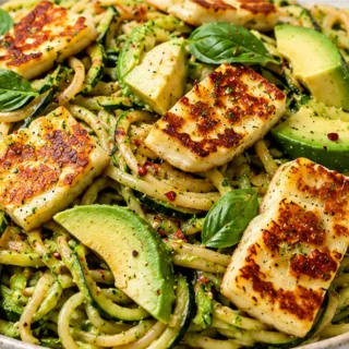 Goddess Zucchini Pasta & Crispy Halloumi - Discover our vibrant Zucchini Pasta with Green Goddess sauce and crispy Halloumi. A delicious, healthy, and quick rec