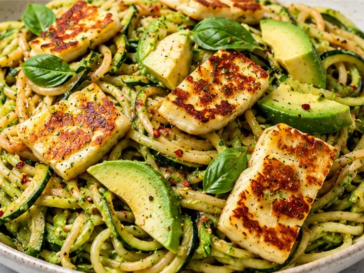 Goddess Zucchini Pasta & Crispy Halloumi