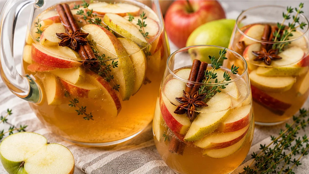 Spiced Apple Sangria Recipe - Apple Sangria: Make this refreshing fall drink in under 75 minutes. Perfect for parties with crisp apples, pears, and warm spices.