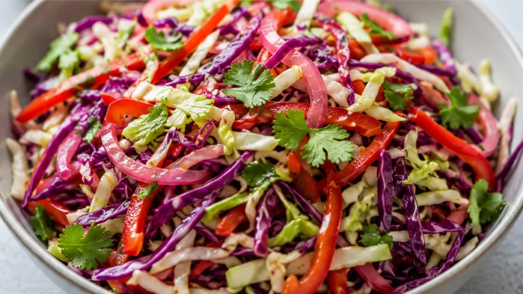 Crunchy Asian Slaw: Fresh & Flavorful! Asian slaw: prepare this vibrant, crunchy side dish in minutes. It's incredibly easy, healthy, and packed with amazing fl