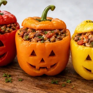 Easy Jack-o'-Lantern Bell Peppers! - bell pepper carving - Bell pepper carving: craft adorable and healthy Jack-o'-Lanterns for Halloween. A simple, festive, an