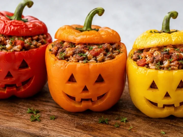 Easy Jack-o’-Lantern Bell Peppers!