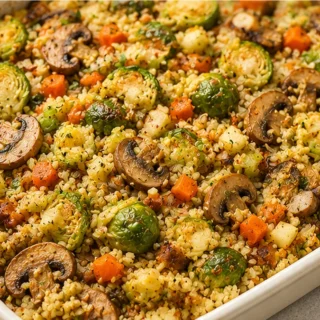 Craveable Cauliflower Stuffing (Healthy Twist!) - Cauliflower stuffing: Make this healthy & delicious recipe in under an hour. Packed with veggies, it's a flavo