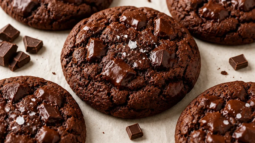 Insane Vegan Double Chocolate Cookies! Chocolate cookies: Bake these incredibly chewy vegan double chocolate chunk cookies in 30 minutes. Perfect for satisfying