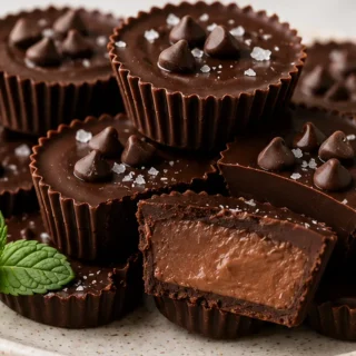 Dark Chocolate Mint Bliss Cups! Chocolate mint cups: make these 3-ingredient delights in under 20 minutes. Rich, refreshing, and incredibly easy to prepare. Per